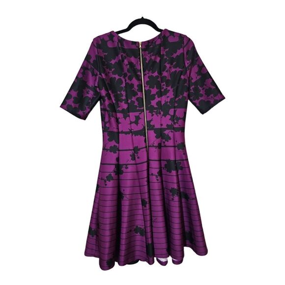 JULIAN TAYLOR Fit & Flare V-Neck Floral Scuba Dress - Size 8 - Picture 2 of 10